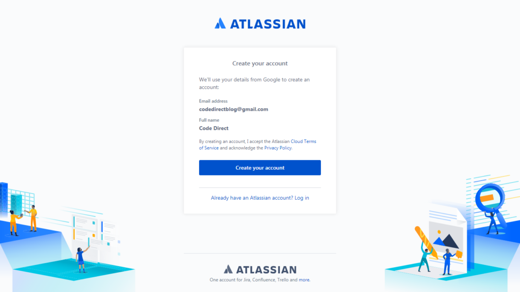 Screenshot of Information collected by Atlassian to create account through Google