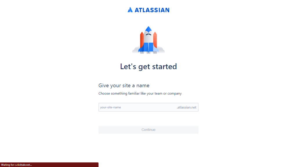 Screenshot of Jira Site Address Setup